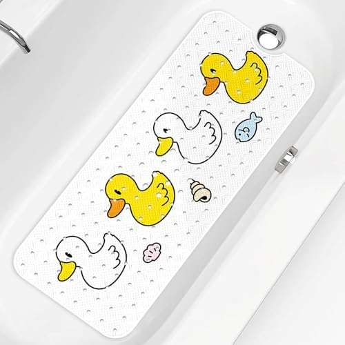 PRATIQUE Kids Bath Mat for Tub Non Slip，40 X 16 Inch Extra Long Kids Bathtub by PRATIQUE