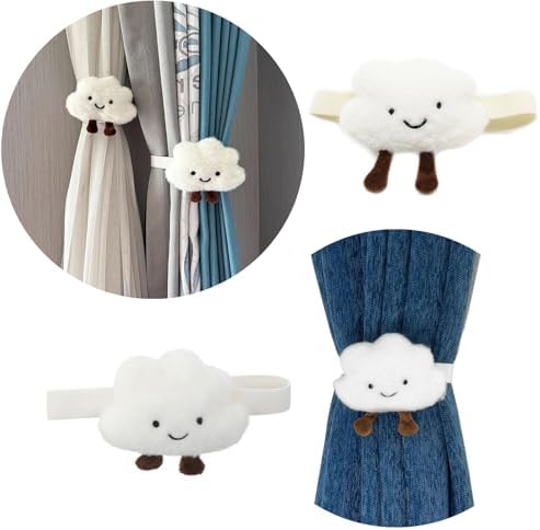 4 Pcs Cloud Shape Cute Curtain Tieback, Simple and Elegant Elastic Rope Buckle - Image 2