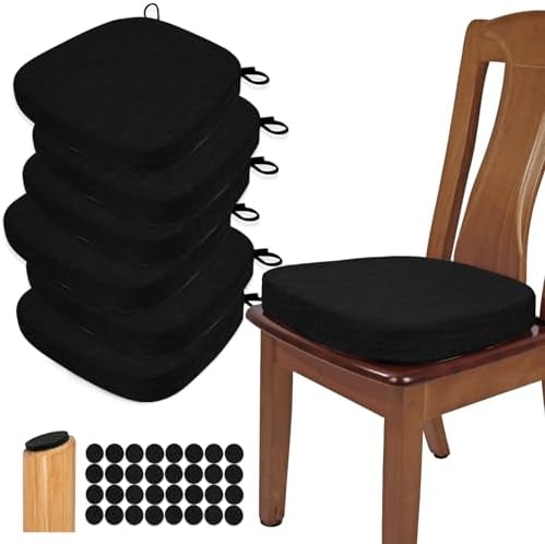 BUYUE Thickened 2.5" Dining Chair Cushions Set of 6, U-Shape High Density Foam by BUYUE