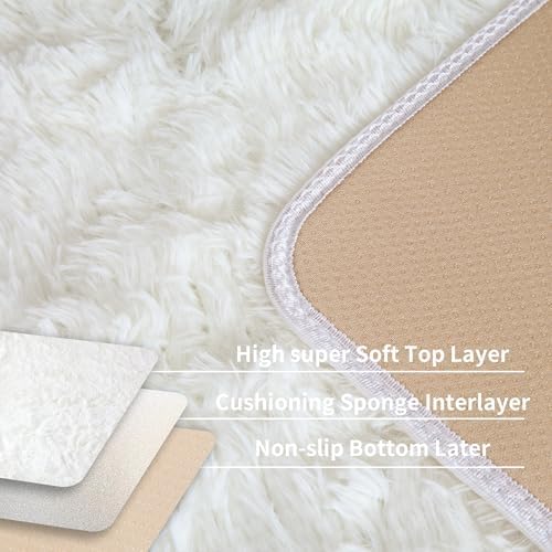 KCHOWUA Cream White Thick Fluffy Area Rug 2x6 - Image 5