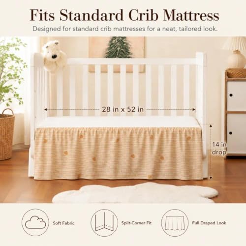 Crib Skirt with Platform, Ruffled Wave Design Baby Bed Skirt - Image 3