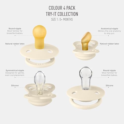 BIBS Try-It Collection | 4-Pack Soothers | BPA-Free Round, Anatomical & - Image 2
