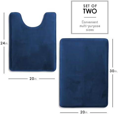 Clara Clark 2 Piece Bathroom Rugs, Velvet Memory Foam Bath Mat Set, Non-Slip - Image 2