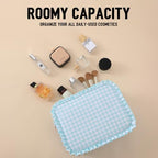 Ruffled Makeup Bag, Mint Gingham - Image 3