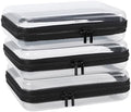 YOPCDJ 3 Pack Clear Hard Shell Zipper Case, Plastic Pouch by YOPCDJ