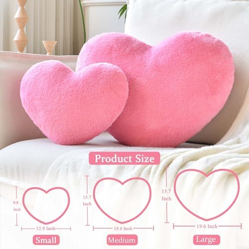 XVTRU Peach Pink Heart Pillows, Cute Heart Decorative Pillow, Heart Shaped - Image 2