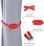 BEL AVENIR Magnetic Jute Curtain Tiebacks 2 Pack Hand-Woven Curtain Ties - Image 3