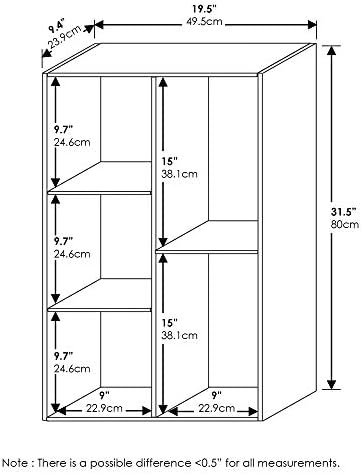 Furinno LUDER Book Shelf, 5-Cube Bookshelf, Reversible Bookcase, 9.4 x 19.5 x - Image 3