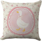 Goose Pillow Cover 18x18 Inch – Vintage Coquette Pink Floral Throw Pillow Case by Unknown