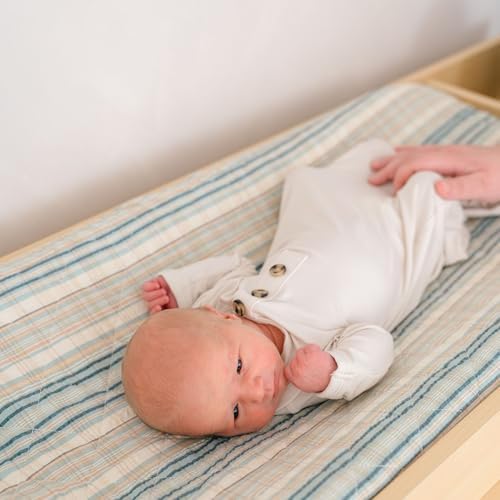 Crane Baby Change Pad Cover, Charlie Farmhouse Quilted Striped Changing Pad - Image 3