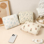 uekeboag 2Pcs Quilted Cotton Makeup Bag, Coquette Cosmetic Bag - Image 4