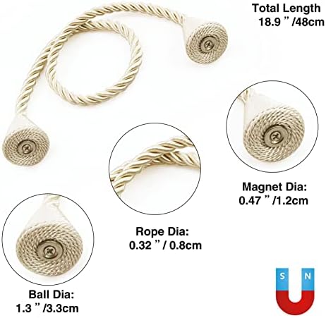 Magnetic Curtain Tiebacks Rope Decorative Holdbacks - Image 3