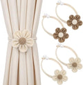 Tegeme 4 Pcs Curtain Tiebacks Flower Curtain Holdbacks Boho Floral Drapery by Tegeme