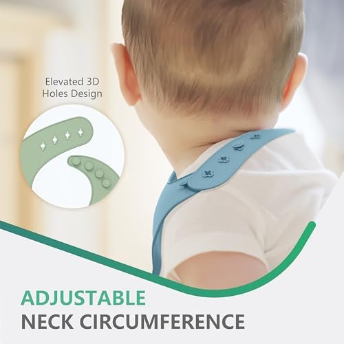 Cuddle Campus Set of 3 Silicone Bibs, Soft Adjustable Bibs - Image 5