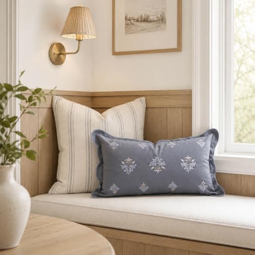 BlissBlush Lumbar Pillow Cover 12x20, Coastal Blue Velvet Decorative Lumbar - Image 5