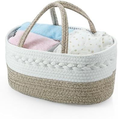 PandaEar Baby Diaper Caddy Organizer, Portable Nursery Storage Basket Cotton - Image 3