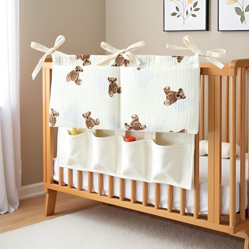 White Bedside Hanging Bags Milk Bottle Bib-Storage Crib Organizer Baby - Image 2
