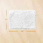 Yeaban Chenille White Bathroom Rug 17"x24", Non-Slip Rubber Backing - Image 2
