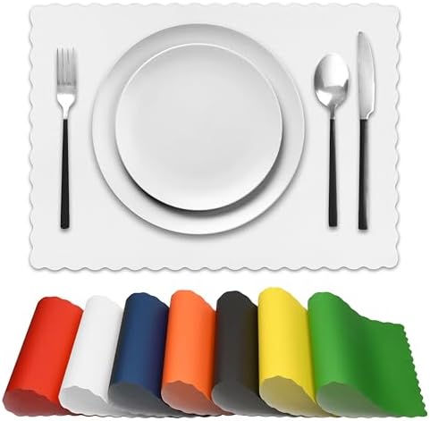 Disposable Paper Placemats – Premium, 50 Pack of White Scalloped Edge Placemats - Image 2