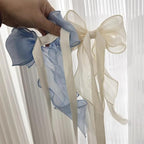 2 Pack French Silky Bow Curtain Tiebacks, Elegant Lace Ribbon - Image 6