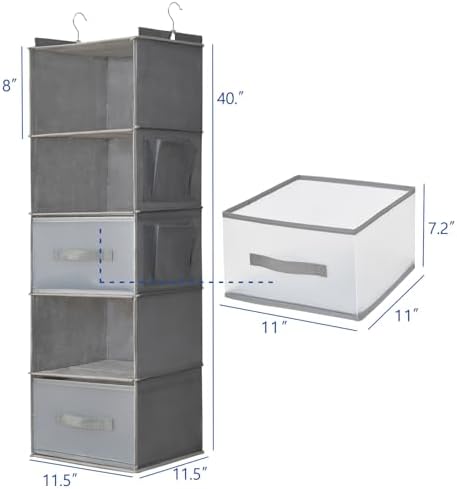 5-Tier Hanging Organizer for Closet, Fabric Closet Organizer - Image 3
