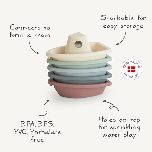 mushie Stackable Bath Boats Floating Toy | Made in Denmark - Image 2