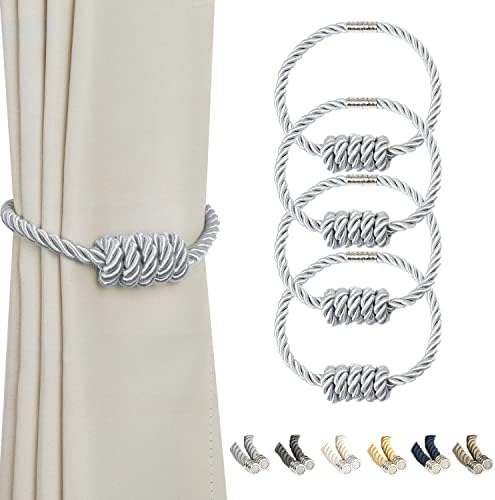 BEL AVENIR Magnetic Curtain Tiebacks 4 Pack Hand-Woven Curtain Ties by BELAVENIR