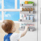 HuggieGems 4 Pack Light Grey Magnetic Spice Rack Organizer - Image 7