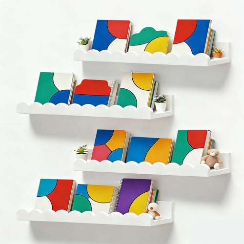 Nursery Book Shelves, Scalloped Wall Bookshelf by Unknown