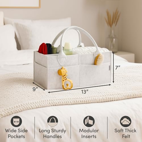 PUTSKA Baby Diaper Caddy Organizer, Felt Nursery Basket - Image 4