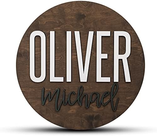 Custom Round Nursery Name Sign, Personalized Wooden Wall Plaque, Baby Shower - Image 2