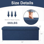 DUMOS 43 Inch Folding Storage Ottoman Bench, Large Ottoman - Image 3