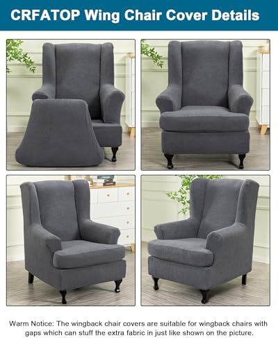CRFATOP Wingback Chair Covers Wing Armchair Slipcovers - Image 2