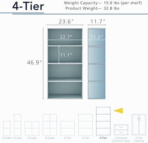 Homes: Inside + Out Apexa 4-Tier Cube Storage Organizer Shelves, Stackable Wood - Image 3