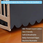 100% Cotton Scallop Edge Crib Bed Skirt, 4-Sided Soft Breathable Cotton Bedding - Image 3