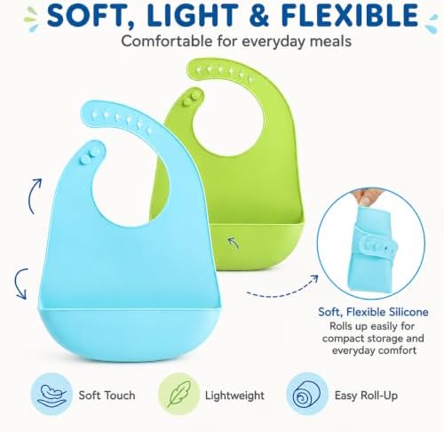 PandaEar 2-Pack Silicone Baby Bibs - Image 6