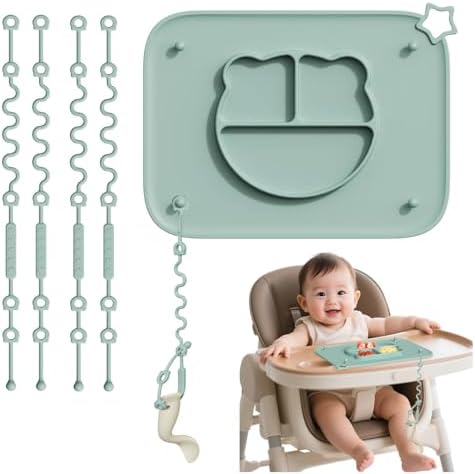 1 Pack Silicone Mat for Babies, Baby Placemat Built-in Suction Base and by Cathill