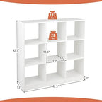 Costzon Toy Organizers and Storage, Wooden White 9-Cube Kids Bookcase - Image 3