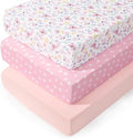 PHF 3 Pack Soft Butterfly Crib Sheets Fitted, Comfy Breathable Baby Sheets by PHF