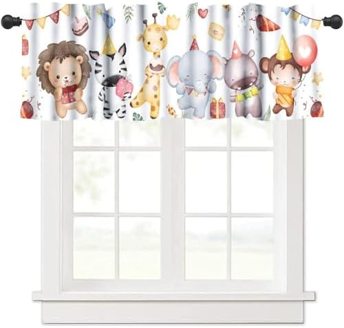 Cartoon Animals Valance Curtain Birthday Party Decor Forest Animals Gift Zebra - Image 6