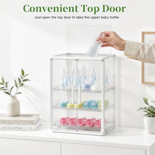 Reinforced Baby Bottle Organizer 3 Tier Baby Bottle Storage Organizer Clear - Image 2