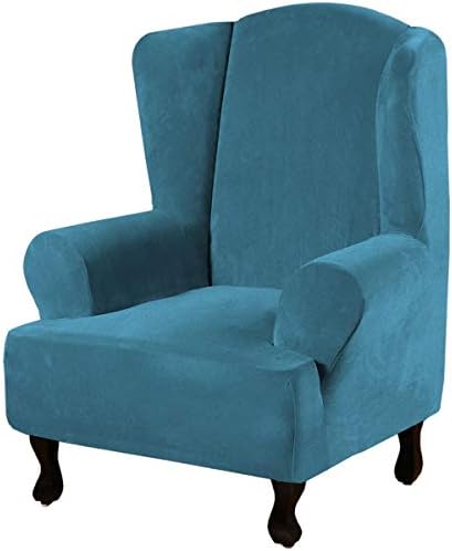 H.VERSAILTEX Wingback Chair Covers Velvet Plush Wing Chair Slipcover 1 Piece by HVERSAILTEX