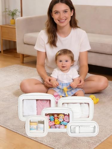 5Pcs Diaper Bag Organizer Pouch Set, Waterproof Travel Clear Makeup Bag Set - Image 2