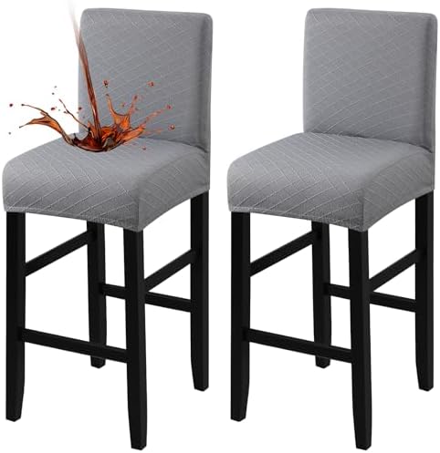 Fuloon Waterproof Barstool Covers Chair Slipcovers, Light Grey, 2 Pack by Fuloon