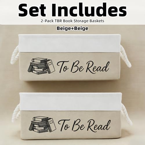 2 Pack TBR Book Storage Basket Bin - Image 3