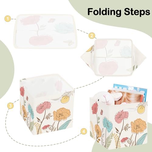 11.8" Wild Flower Storage Cube Organizer Set 3Pcs Clothes Storage Basket Bin - Image 7
