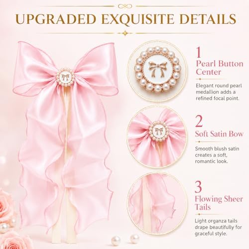2 Pack Pink Bow Curtain Tiebacks - Image 7