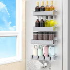 HuggieGems 4 Pack Silver Magnetic Spice Rack Organizer by HuggieGems