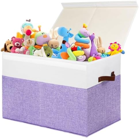 Large Toy Storage Box with Lid, Toy Chest Bin Boxes Basket with Dividers by Gowee