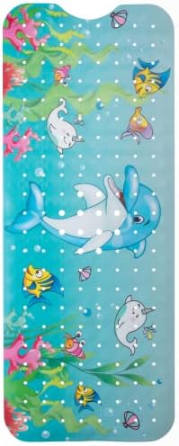 ENKOSI Non-Slip Bath Mat and Shower Mat 40x16 Extra Long, Dolphin Print by ENKOSI
